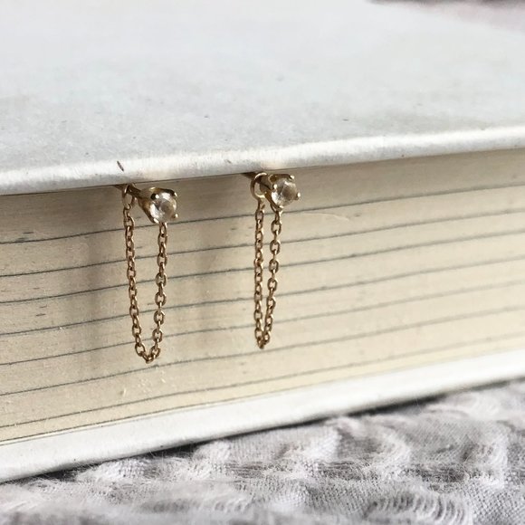 Diamond Chain Stud Earrings _ Bluboho - Picture 3 of 8